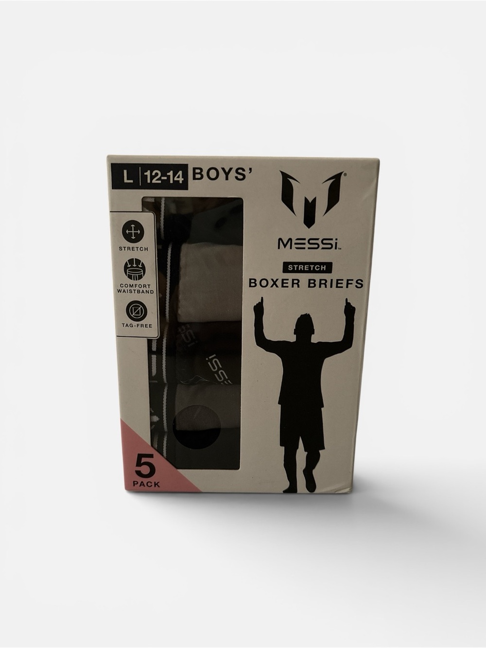 MESSi Boys' Stretch Boxer Briefs - Black (Pack of 5)